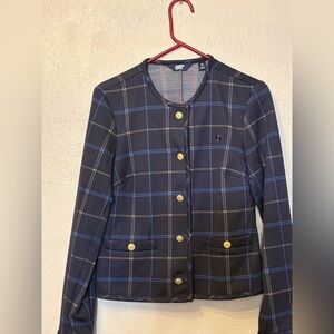 Chase Bank Lands' End Women's Navy Plaid Blazer